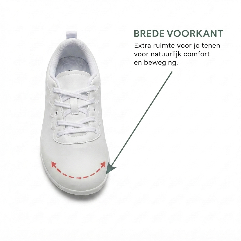 Detail van het premium leer bovenwerk van de Yoru II barefoot sneaker