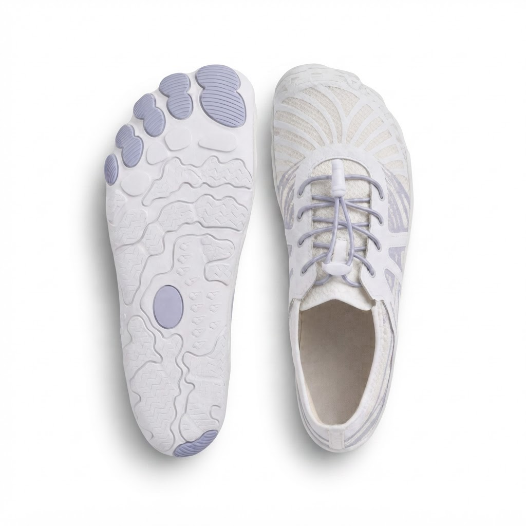 Nuit II barefoot sneaker voor dames – zijaanzicht met brede teenbox