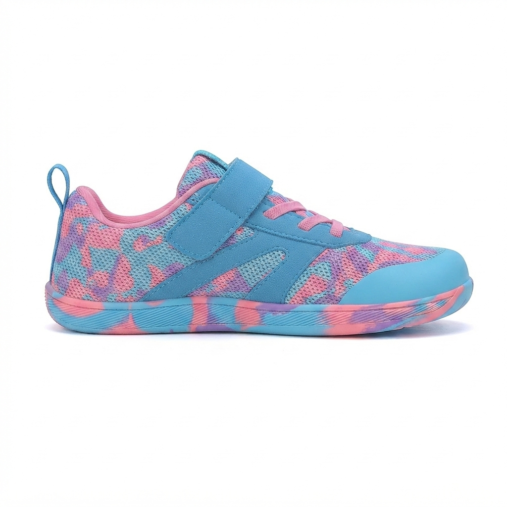 Detail van het ademende mesh bovenwerk van de Tsuki II barefoot sneaker
